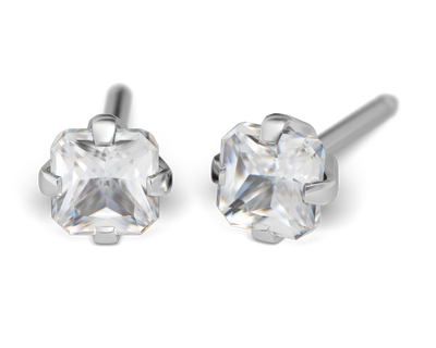 S2E Studex Sensitive divat fülbevaló, 4×4 mm fehér cubic cirkonia