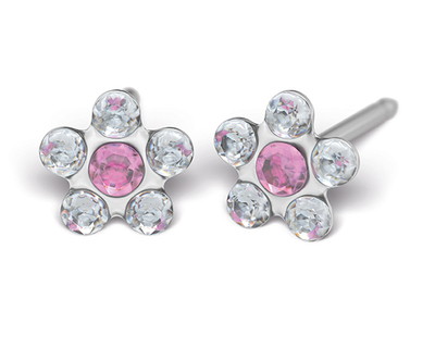 S77E Studex Sensitive divat fülbevaló, rózsaszín-fehér margaréta