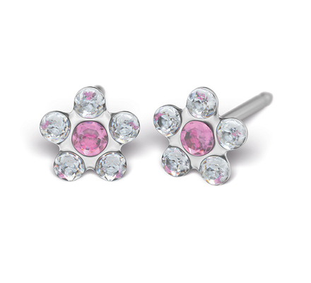 S77E Studex Sensitive divat fülbevaló, rózsaszín-fehér margaréta