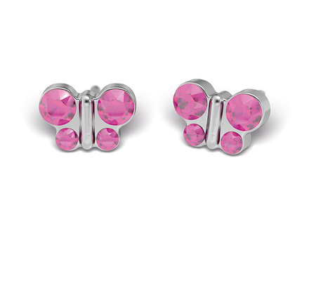 S109 Studex Sensitive, rózsaszín lepkés divat fülbevaló