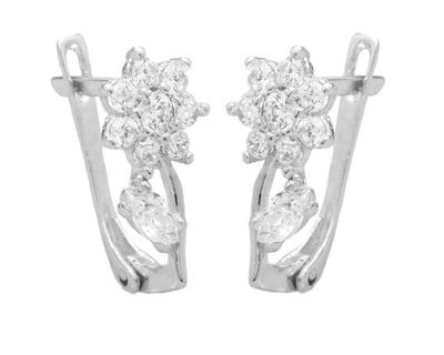 A232 Baba, gyermek, francia kapcsos, fehér arany, virágos fülbevaló