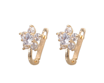 A271 Baba, gyermek, francia kapcsos, sárga arany, virágos fülbevaló