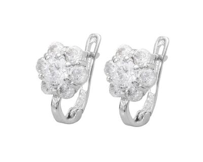 A274 Baba, gyermek, francia kapcsos, fehér arany, virágos fülbevaló, fehér kővel