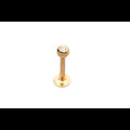 AT003 14 karátos sárga arany talpas piercing, fehér kővel