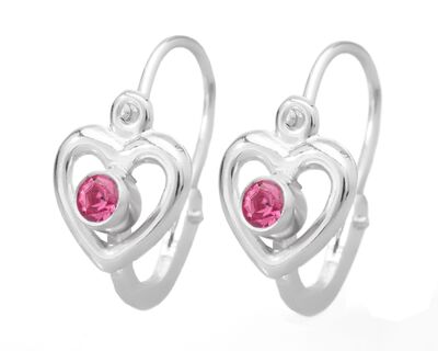 A298 Baba, gyermek, elől kapcsos, fehér arany, szívecskés fülbevaló