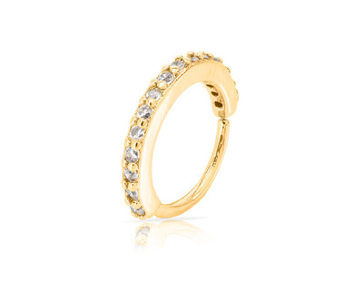 AH005 14 karátos sárga arany helix piercing, fehér cirkóniával