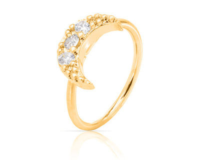 AH007 14 karátos sárga arany helix piercing, hold mintával
